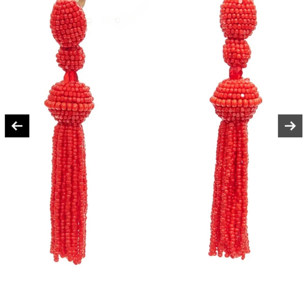 Elegant Red Beaded Tassel Earrings